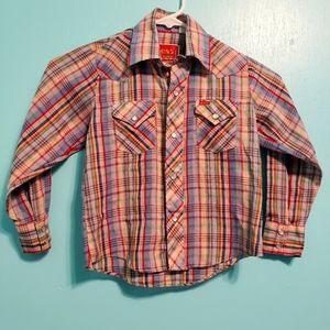 Ely Plains Plaid Button Shirt Kids Size 6